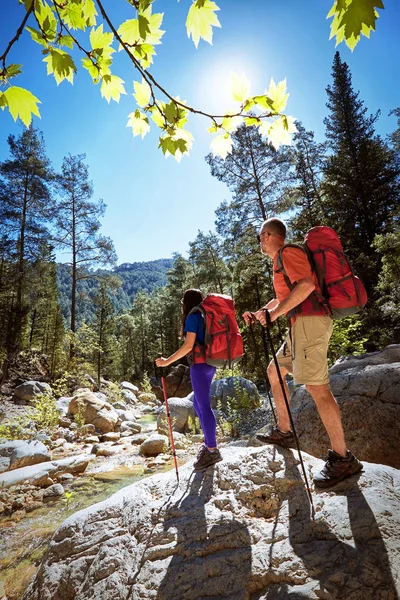 På sommaren kan du gå för en promenad med en ryggsäck på canyon. — Stockfoto