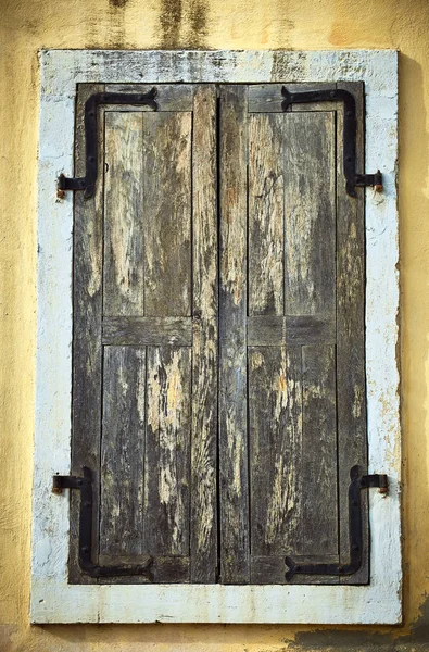 Oude Ingang Houten Raam Een Oud Huis — Stockfoto