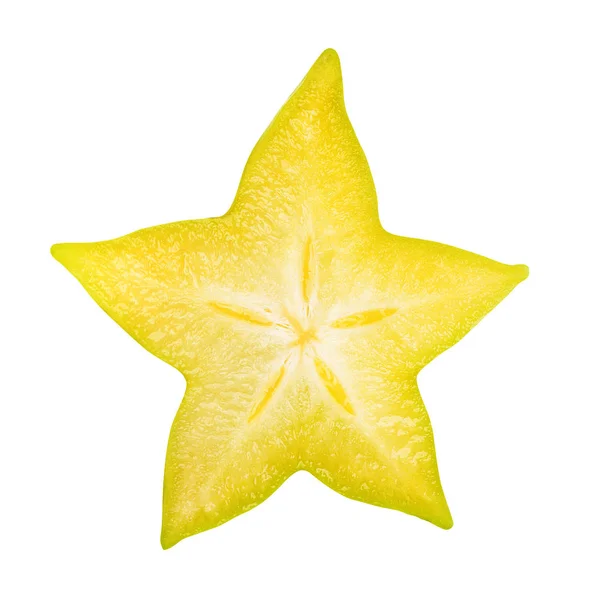Carambola estrela de frutas fatia isolada — Fotografia de Stock