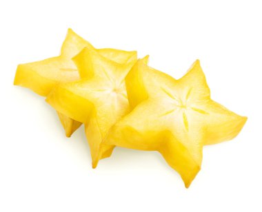 İzole carambola star meyve dilimleri