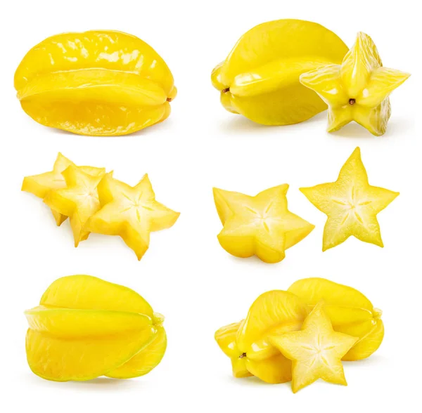 Carambola estrela fruta conjunto isolado — Fotografia de Stock