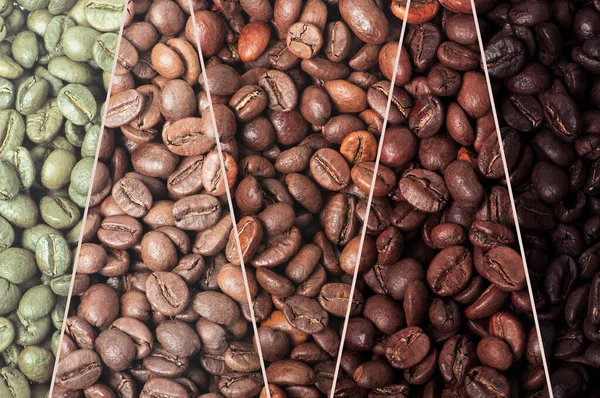 Coffee beans stage of roasting Stok Foto