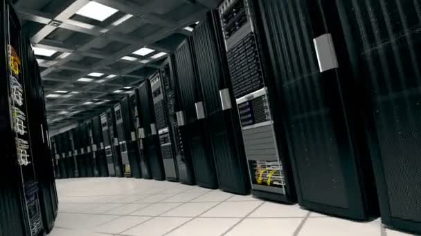 Běží Místnosti Datového Centra Moderní Datové Centrum Služeb — Stock video