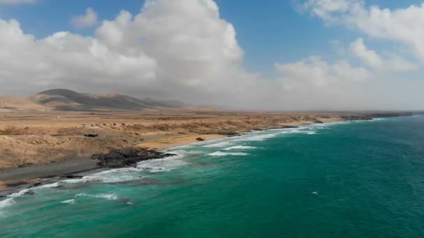 Luchtfoto Beelden Van Fuerteventura Één Van Canarische Eilanden Atlantische Oceaan — Stockvideo