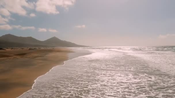 Filmato Aereo Fuerteventura Una Delle Isole Canarie Nell Oceano Atlantico — Video Stock