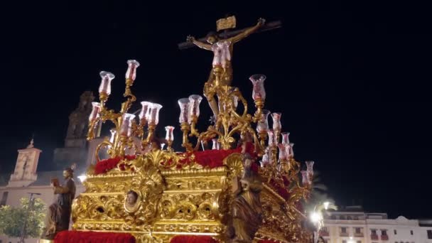 Valladolid Espanha Março 2018 Desfile Religioso Noite Semana Santa — Vídeo de Stock