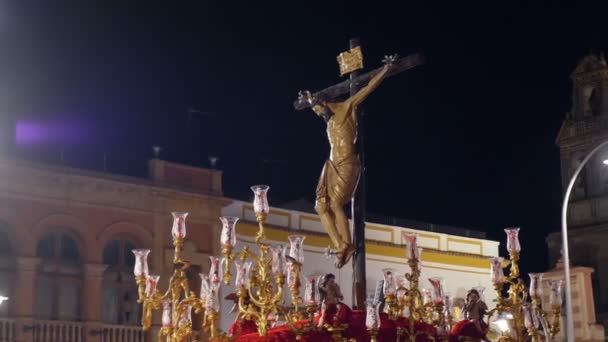 Valladolid Espanha Março 2018 Desfile Religioso Noite Semana Santa — Vídeo de Stock
