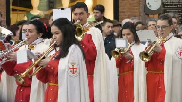 Valladolid Spanya Mart 2018 Dini Geçit Töreni Semana Santa — Stok video
