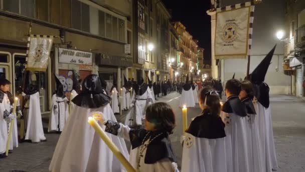 Valladolid Spagna Marzo 2018 Sfilata Religiosa Notte Semana Santa — Video Stock
