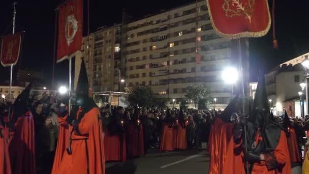 Valladolid España Marzo 2018 Desfile Religioso Noche Semana Santa — Vídeo de stock