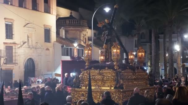 Valladolid Spanien Mars 2018 Religiösa Parad Natten Semana Santa — Stockvideo