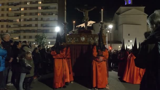 Valladolid Spanyolország Március 2018 Vallási Felvonulás Éjjel Semana Santa — Stock videók
