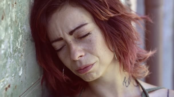 Portrait Violence Sadness Depression Wounded Young Woman — Wideo stockowe