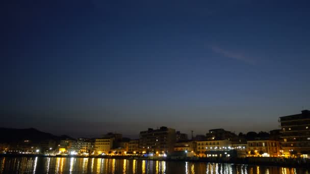 Zomer Zee Nacht Crotone Promenade Nachts Zuid Italië — Stockvideo