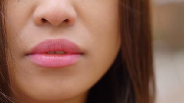 Közelíts Egy Fiatal Keleti Gyönyörű Szájára Szépség Érzékiség — Stock videók