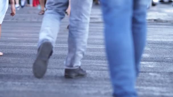 Unabhängiger Blinder Mann Der Die Straße Überquert Behinderung Blindheit Autonomie — Stockvideo