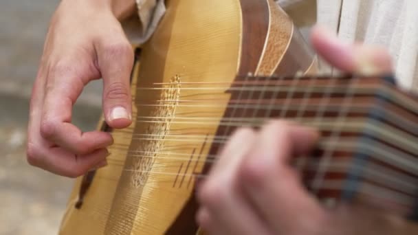 Músico Tocando Mandolin Close — Vídeo de Stock