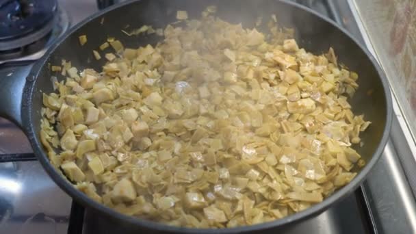 Cooking Artichokes Pan Italian Tradition — Stock Video