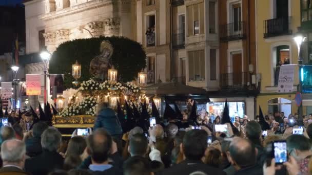 Valladolid Spanien März 2018 Religiöse Parade Der Nacht Semana Santa — Stockvideo