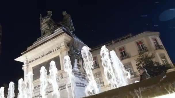 Valladolid España Marzo Marzo 2018 Fuente Que Vierte Agua Plaza — Vídeos de Stock