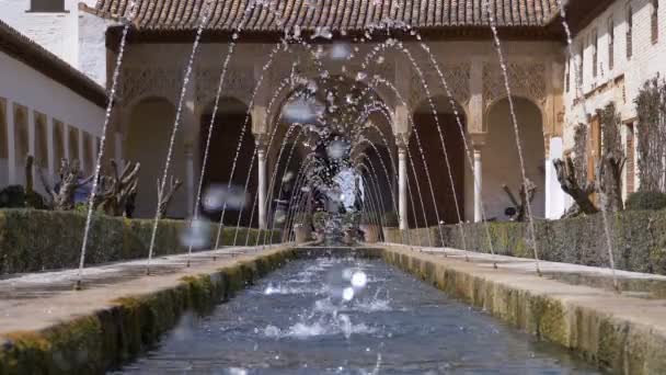 Вальядолид Испания Март 2018 Фонтан Льется Водой Площади Зоррилья — стоковое видео