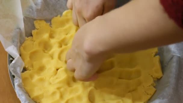 Vista Vicino Delle Mani Della Donna Che Fanno Pasta — Video Stock