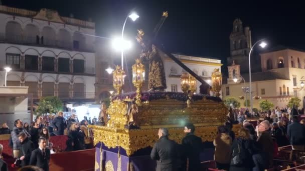 Valladolid España Marzo 2018 Desfile Religioso Noche Semana Santa — Vídeo de stock