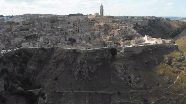 Matera Basilicata Talya Nın Tarihi Kentin Peyzaj — Stok video