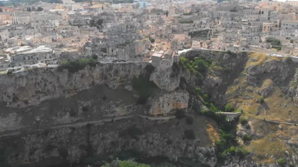 Landschap Van Oude Binnenstad Van Matera Basilicata Italië — Stockvideo