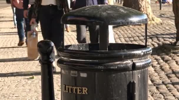 环境保护 公民教育 把垃圾扔进垃圾桶 — 图库视频影像