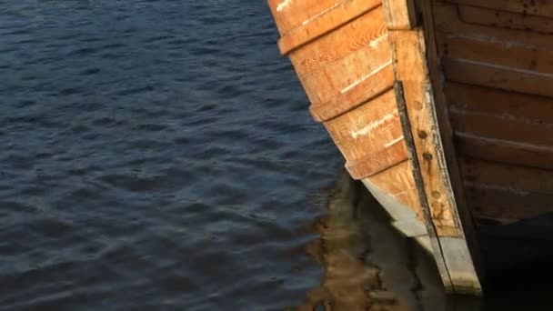 Detail Eines Alten Holzbootes Vor Anker Bristol Englad — Stockvideo
