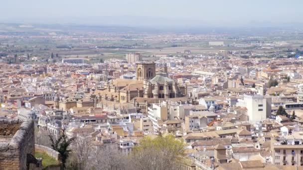 Schöne Aussicht Auf Granada Einem Sonnigen Tag Spanien — Stockvideo