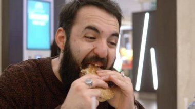 komik latin man fast food, hamburger, yemek