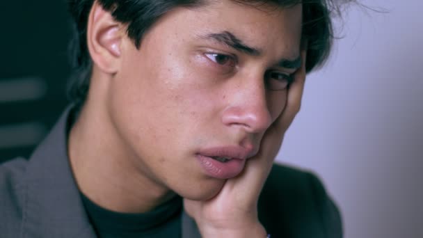 Sad Abandoned Young Man Alone Crying Sadness Depression Troubles — Stock Video