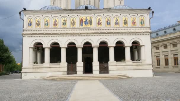 Hermosa Vista Iglesia Metropolitana Bucarest Rumania — Vídeos de Stock