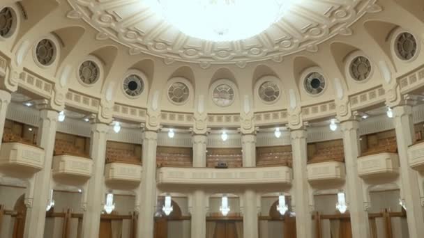 Άποψη Του Ρουμανικού Κοινοβουλίου Από Εσωτερικό Μαΐου 2018 Βουκουρέστι Ρουμανία — Αρχείο Βίντεο