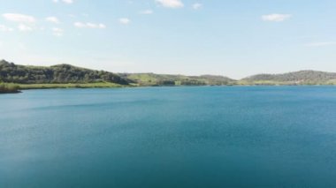 Roma, İtalya Martignano Gölü havadan görünümü