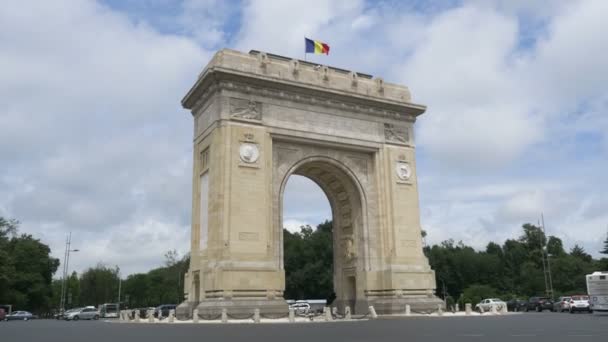 Vítězný Oblouk Rumunsku Bukurešť — Stock video