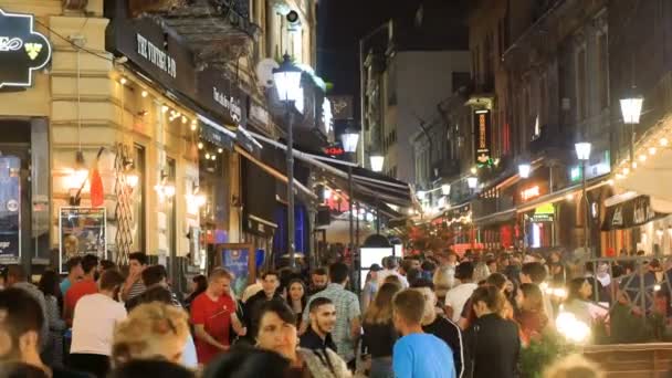 Noite Vida Bucareste Multidão Rua Diversão Julho 2018 Bucareste Roménia — Vídeo de Stock