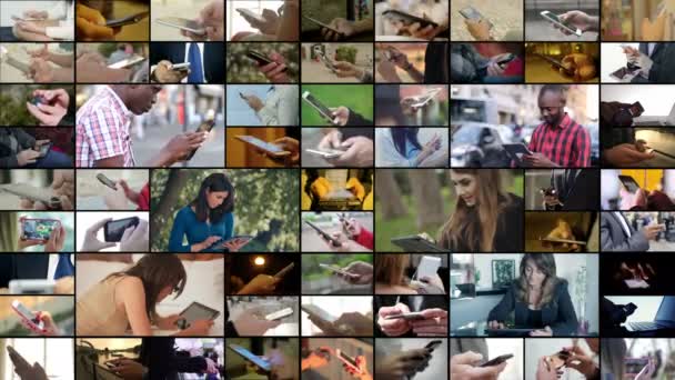 Multiscreen Technologie Zařízení Modernosti Lidé Pomocí Tabletu — Stock video