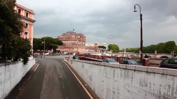 Roma Italia Vista Frontal Del Castel Sant Angelo Roma Desde — Vídeos de Stock