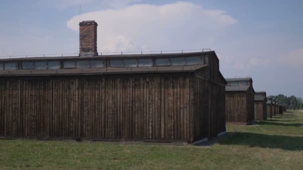 Historisch Geheugen Uitzicht Magazijnen Birkenau Auscwitz Polen — Stockvideo