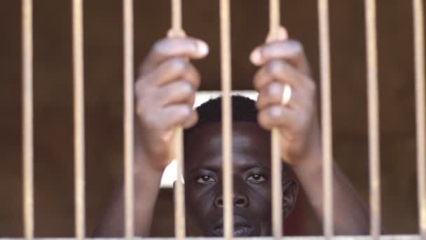 Giovane Migrante Africano Carcere — Video Stock