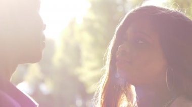 Parkta mutlu siyah Afrikaseverler, yavaş hareket