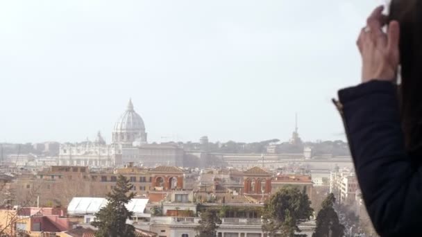 Portrait Thoughtful Lonely Woman Contemplating Rome Sadness Troubles Thoughts — Stock Video