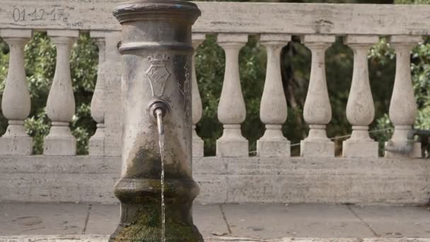 夏天喝纯净水的喷泉肖像 慢镜头 — 图库视频影像