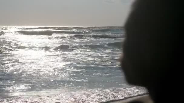 Young Black Man Beach — Stock Video