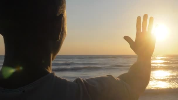 Young Black Man Beach — Stock Video