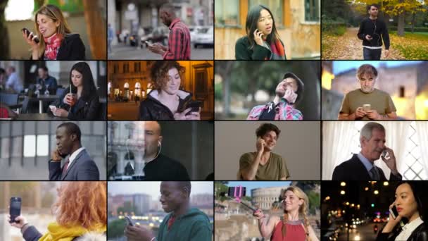 Композиція Технології Пристроїв Життя Люди Які Використовують Смартфони — стокове відео