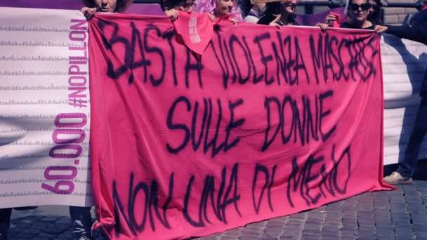Rom Italien April 2019 Stoppa Våldet Mot Kvinnor Una Menos — Stockvideo